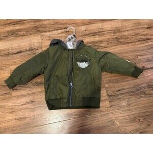 Disney Star Wars “The Child “Bomber Jacket‎ With Hood Size 3T Olive Green
